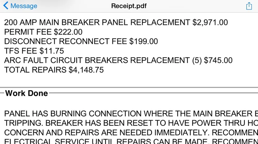 Emergency electrical service for homes in panel upgrade,  by 