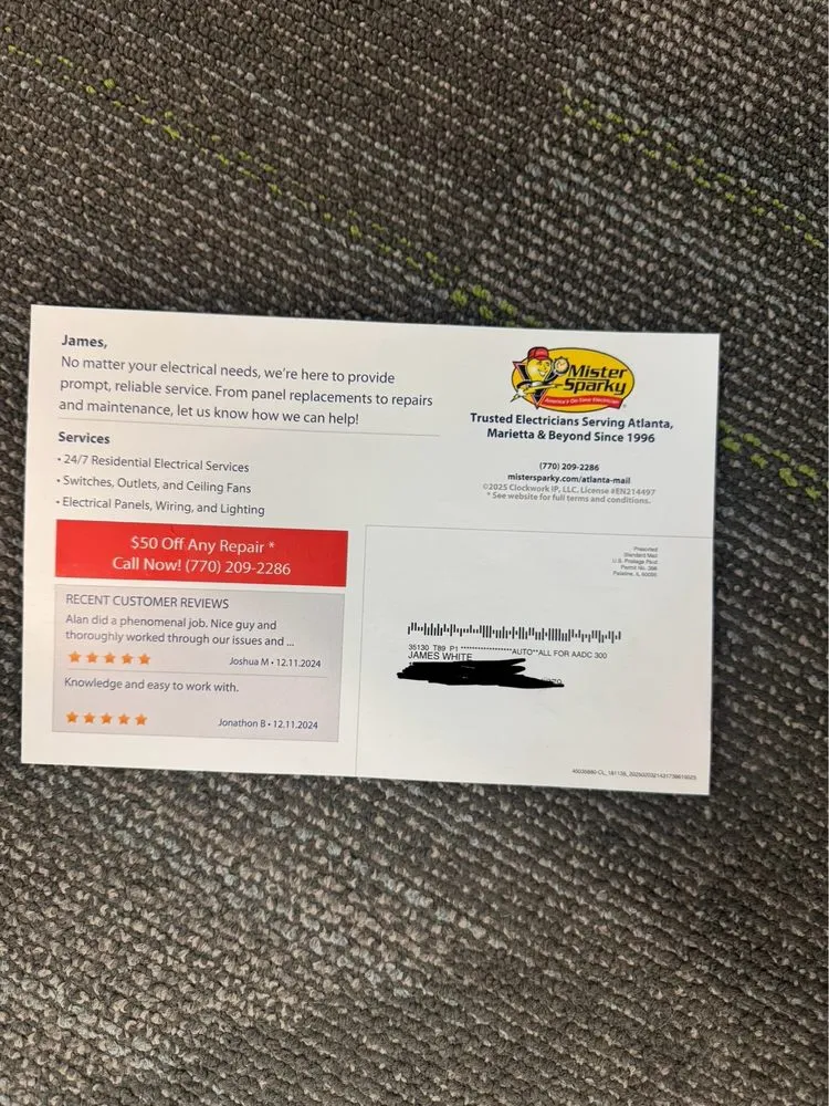 Slide of Mister Sparky of Atlanta