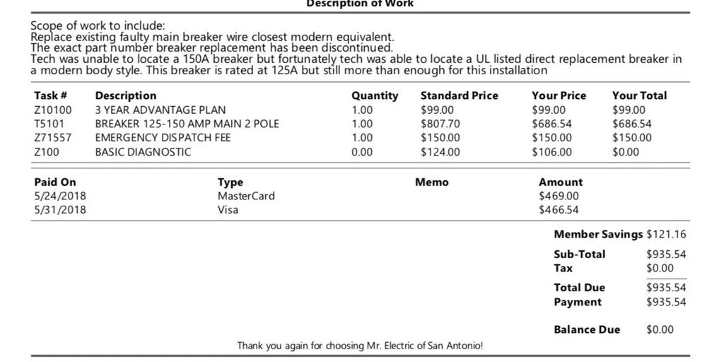 Slide of Mr Electric of San Antonio