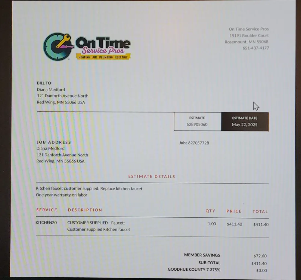 Slide of On Time Service Pros