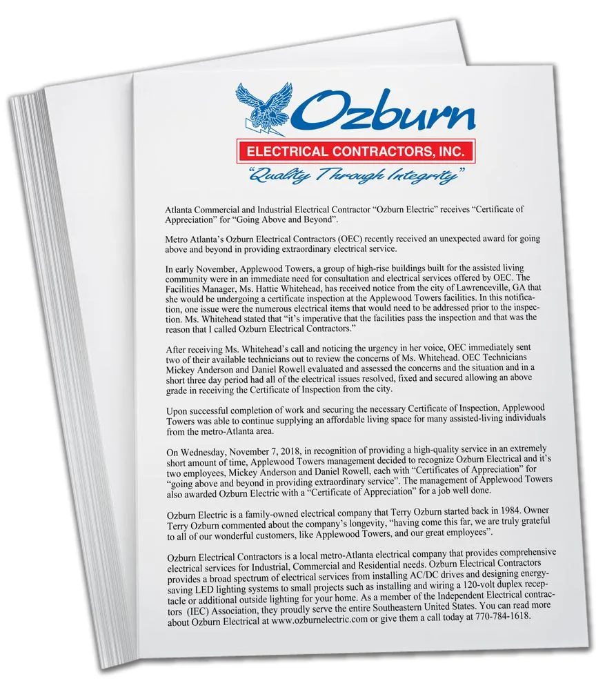 Slide of Ozburn Electrical Contractors