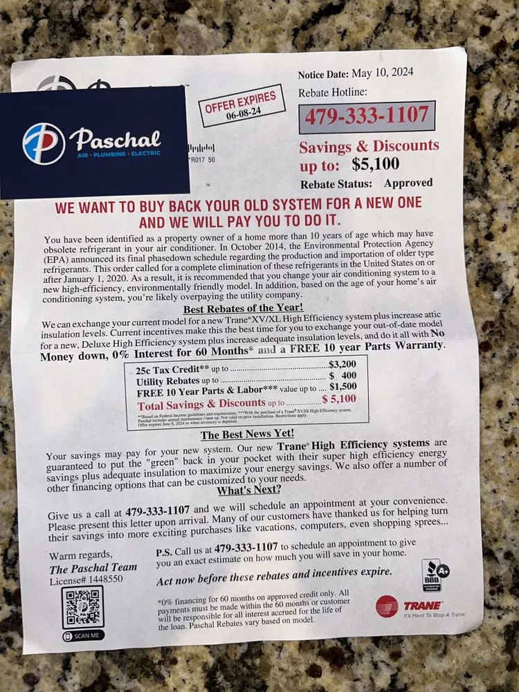 Slide of Paschal Air, Plumbing & Electric