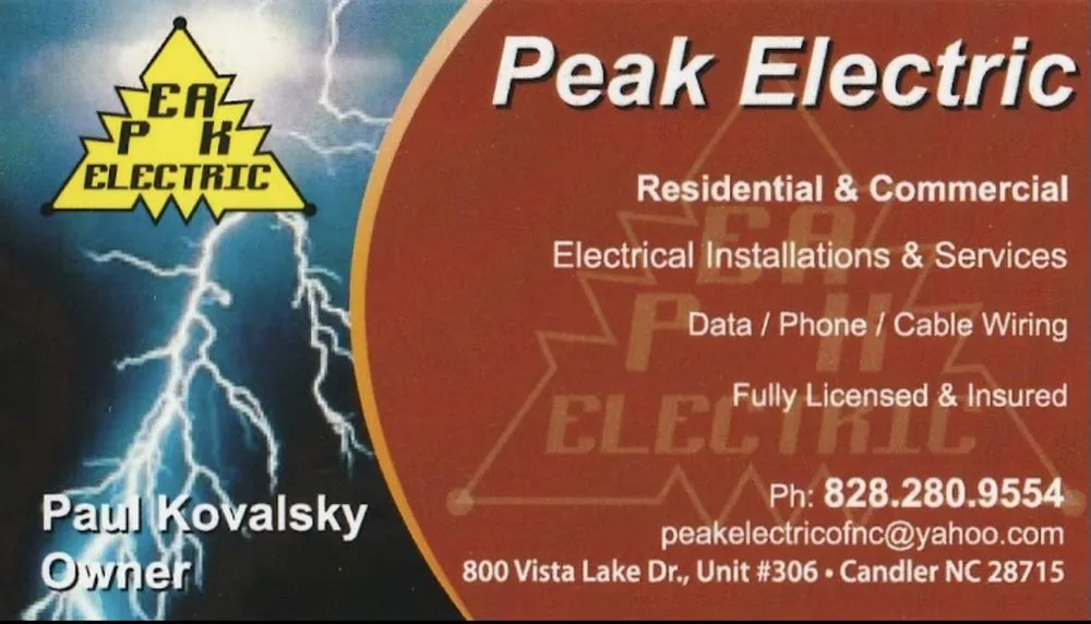 Licensed electrician providing outlet and switch repair in Candler, NC - Peak Electric
