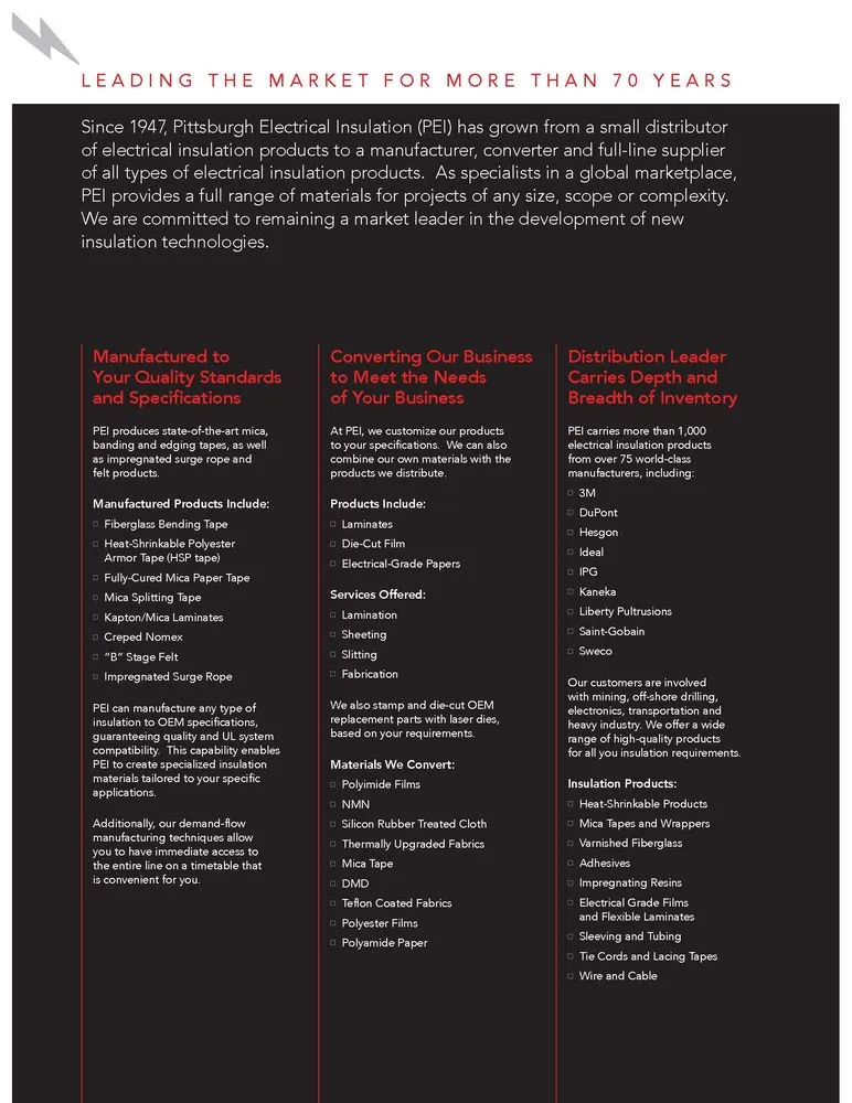 Slide of PEI - Pittsburgh Electrical Insulation