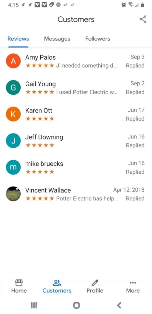 Slide of Potter Electric