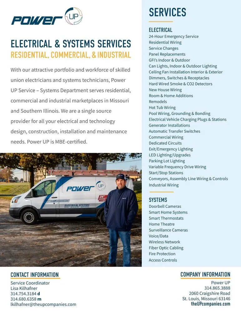 Emergency electrician providing wiring installation in St. Louis, MO - Power Up - The Up Companies