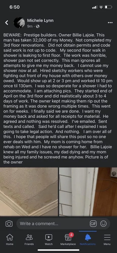 Slide of Prestige Builders