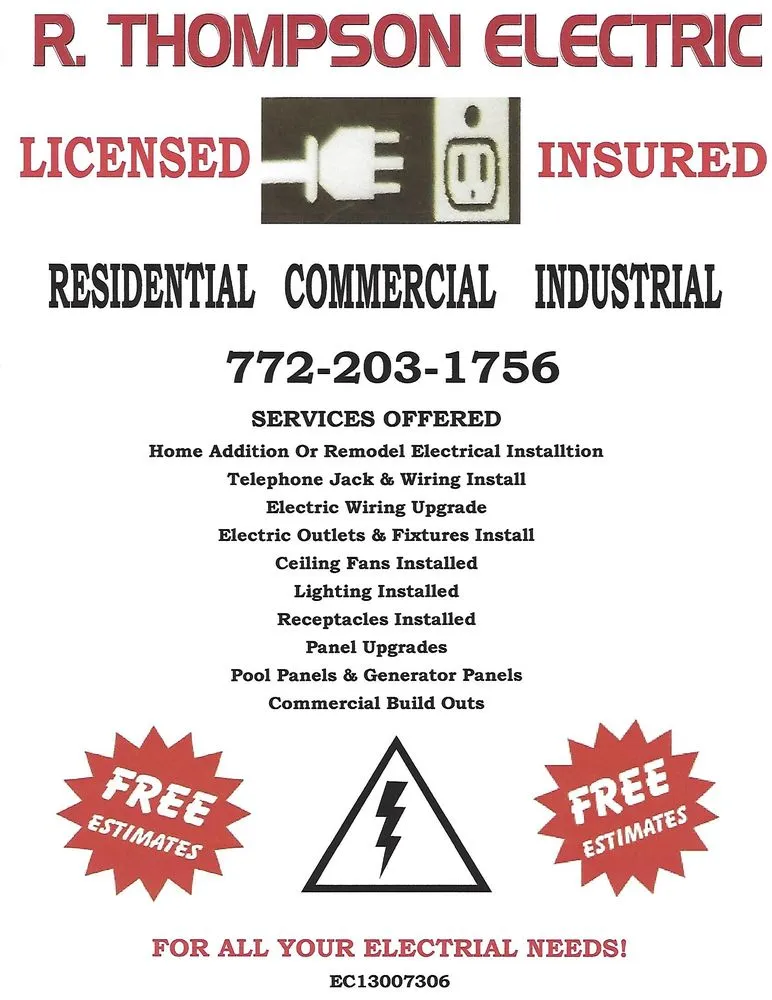 Licensed electrician providing lighting installation in Port St. Lucie, FL - R Thompson Electric