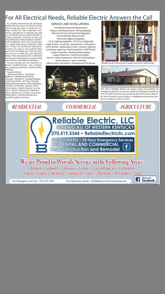 Expert outlet and switch repair in Grand Rivers, KY by Reliable Electric
