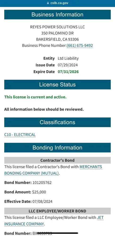 Slide of Reyes Power Solutions