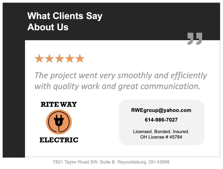 Slide of Rite Way Electric