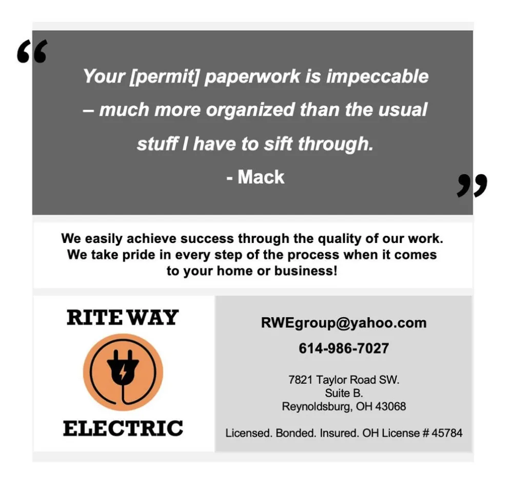 Slide of Rite Way Electric