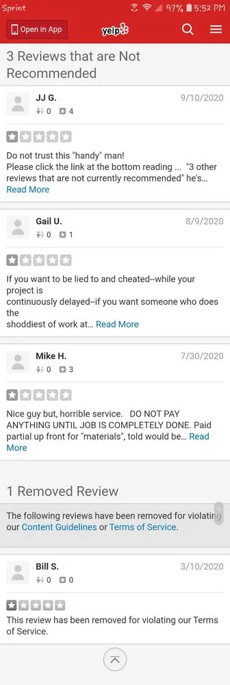 Slide of Robbie's Professional Services