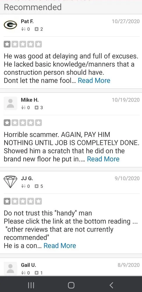 Slide of Robbie's Professional Services