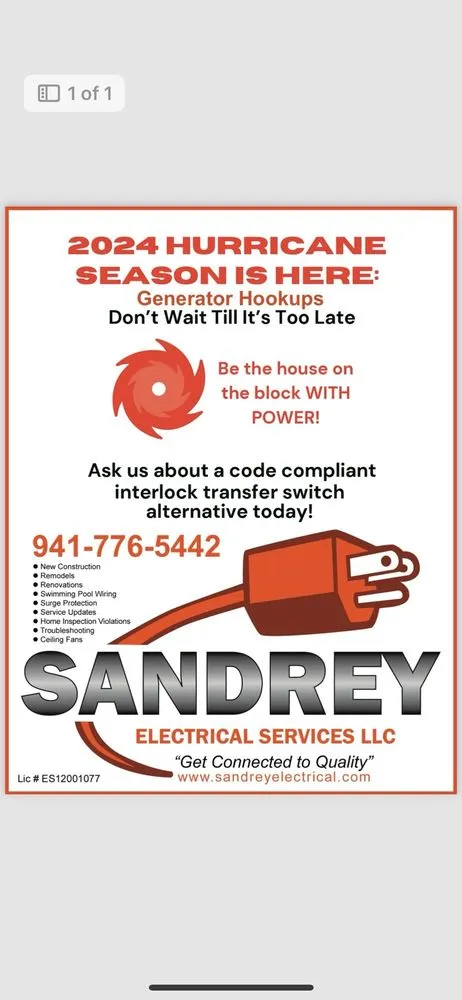 Certified emergency electrical service experts serving Parrish, FL - Sandrey Electrical Services