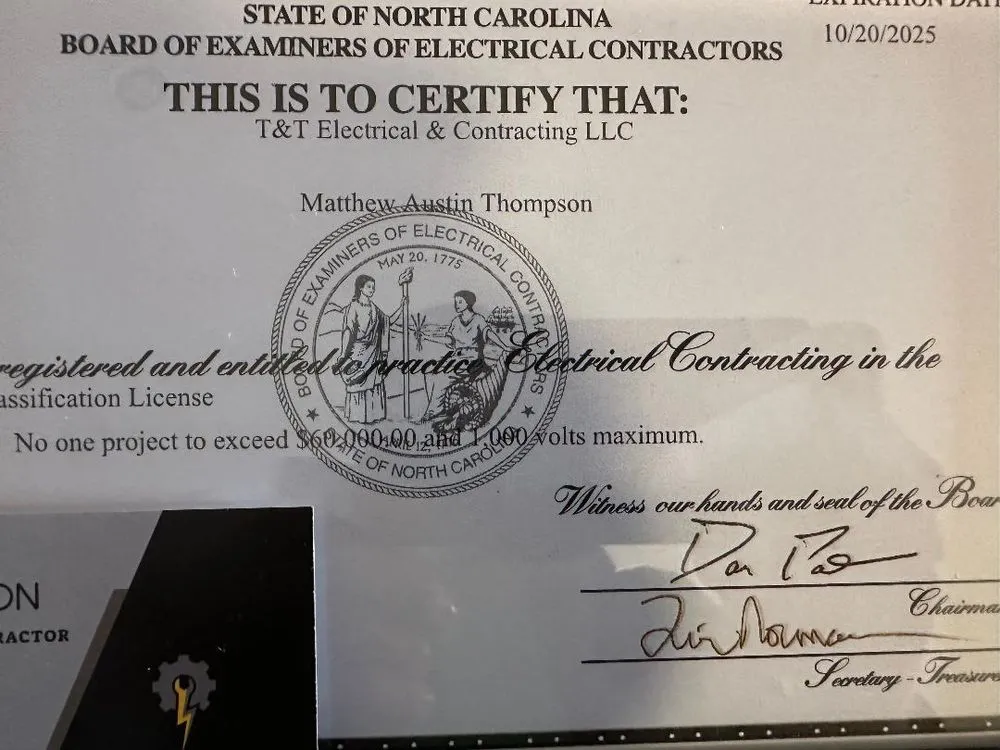 Licensed outlet and switch repair experts serving Seagrove, NC - T & T Electrical And Contracting