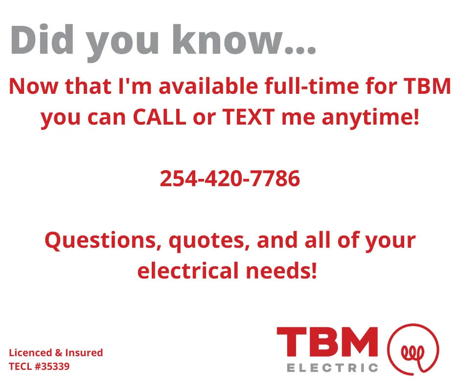 Emergency electrician providing outlet and switch repair in Lake Limestone, TX - TBM Electric