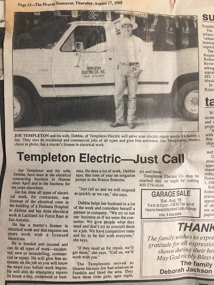 Slide of Templeton Electric