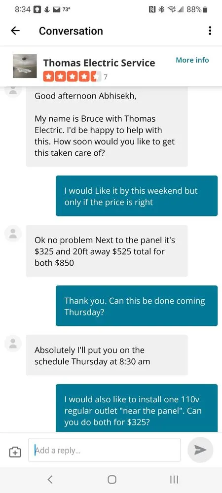 Slide of Thomas Electric Service 