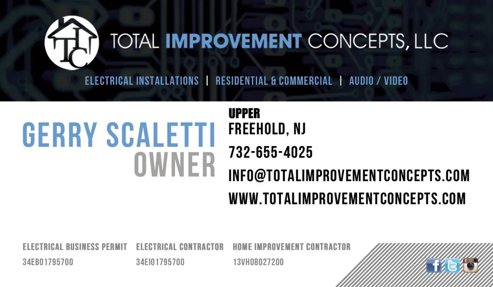 Reliable electrician providing emergency electrical service in Creamridge, NJ - Total Improvement Concepts