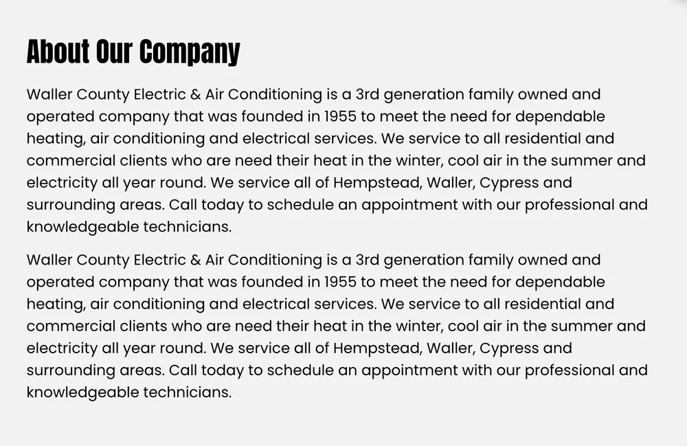 Slide of Waller County Electric & Air Conditioning
