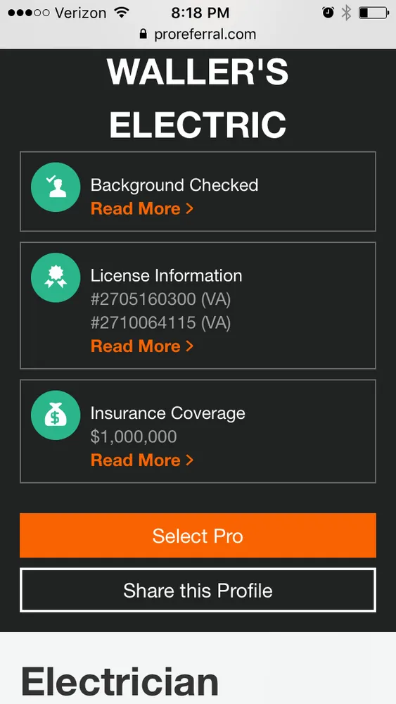 Slide of Waller's Electrical Contracting