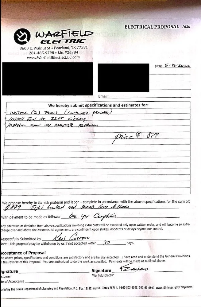 Slide of Warfield Electric