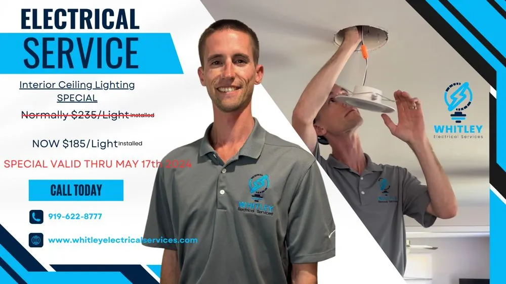 Expert lighting installation experts serving Middlesex, NC - Whitley Electrical Services