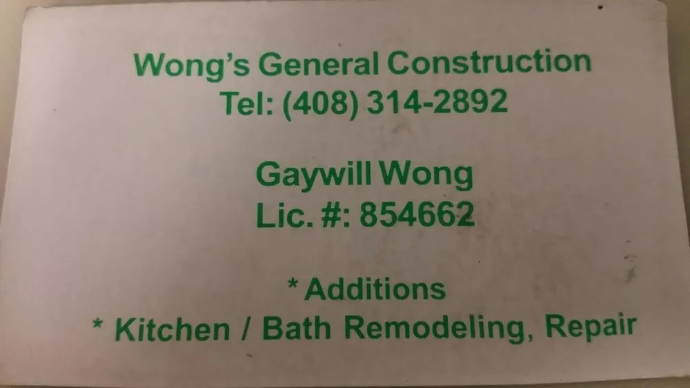 Slide of Wong's General Construction