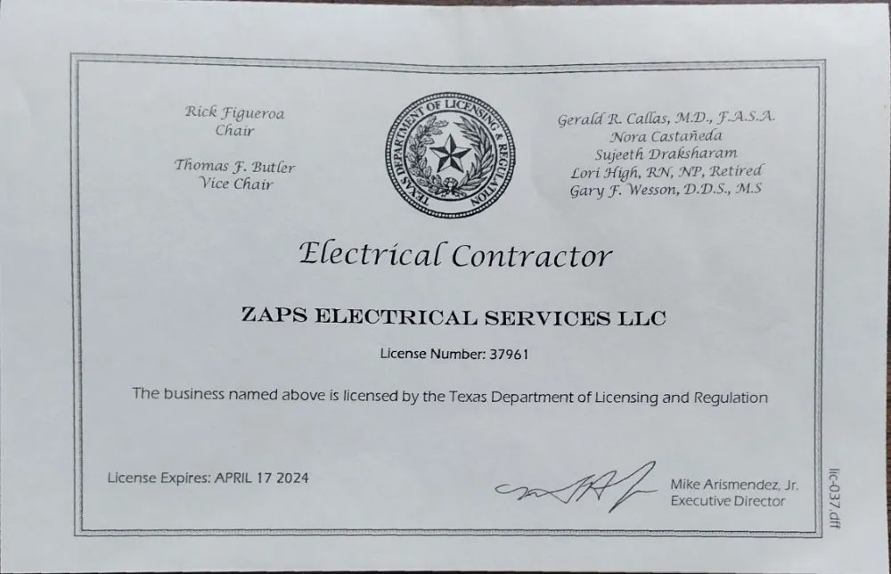 Slide of Zaps Electrical Services